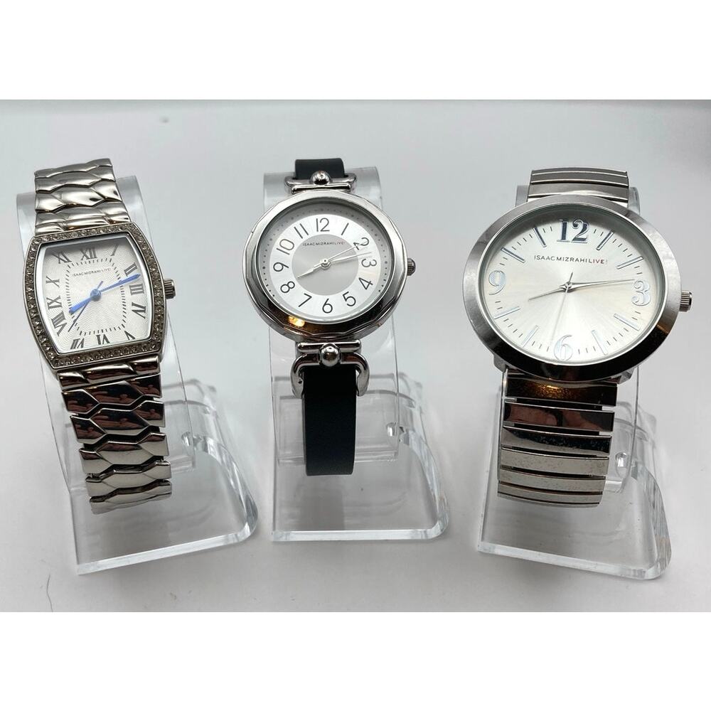 Women's Issac Mizrhai Live Watch Lot Bundle (3) - Fresh Batteries - Silver Tones